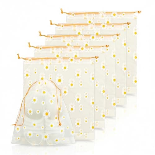 Hopzab 5 PCS Transparent Drawstring Storage Bags Waterproof and Dustproof Reusable Pouches Multifunctional Travel Plastic Bags for Cosmetic Clothes Underwear Shoes and Travel Accessories