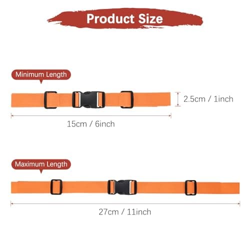 TIXIPEM Backpack Chest Strap [2PCS] - Adjustable Sternum Straps Use for Backpack Replacement & Hiking & Jogging - [Orange-11 x 6IN] Chest Belt with Quick Release Buckle — view 3