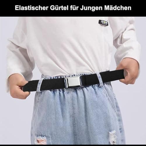 Furuising 5PCS Elastic Kids Belt with Flat Square Buckle — view 4