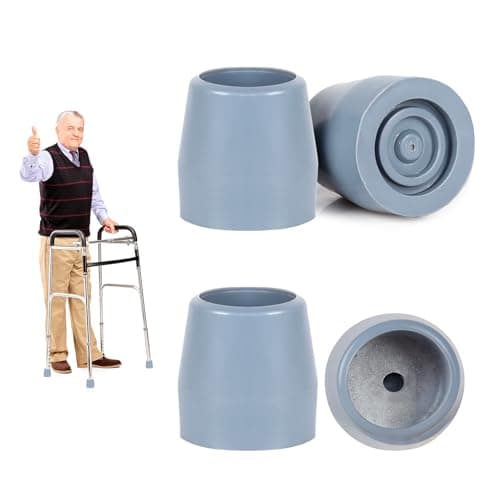 4 Pack 25mm Heavy Duty Walking Sticks Rubber Ends Ferrules for Zimmer Frames Commodes Shower Chairs and Walking Sticks Non-Slip Replacement Tips Tool-Free Installation Rubber Stoppers Caps (Grey)