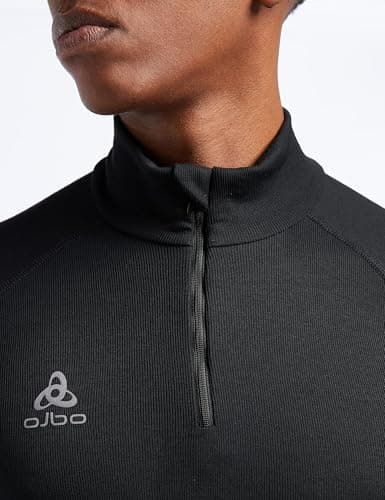 Odlo Men Functional Long-Sleeve Shirt with Zipper Active Warm ECO, Black, L — view 3