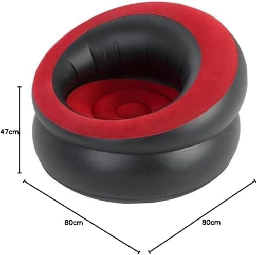 Unibos | Red Inflatable Gaming Chair Air Sofa Single Seat Blow Up Couch Indoor Outdoor Portable Lounge For Camping Living Room Festival Garden Quick Inflate 80x80x47cm — view 3