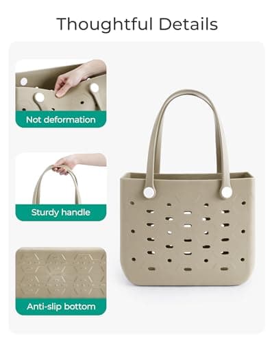 bagsmart Beach Bag for Women, Water-resistant Rubber Tote Bag with DIY Accessories and detachable wet pocket, Sandproof Vacation Essentials for Summer Swim Cruise Pool — view 6
