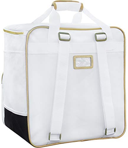 BRUBAKER Super St. Moritz Ski Boot Backpack for Boots, Helmet, Gear and Apparel - White/Golden — view 2