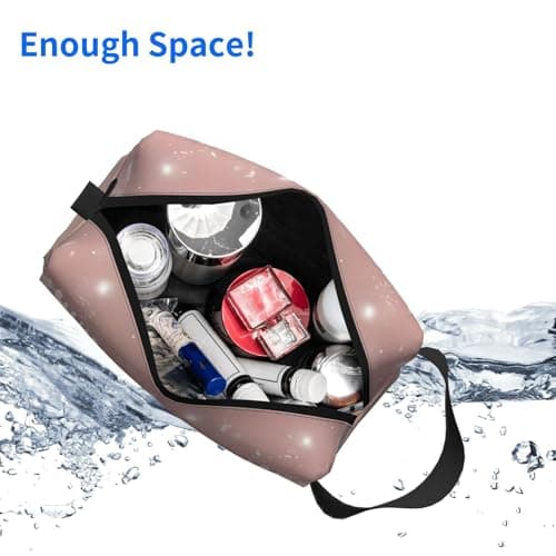ZhRiYan Travel Cosmetic Bag â€“ Reusable Dopp Kit with Rose Gold Eyelashes Full-Sided Print for Toiletry, Makeup, Accessories, and More, White, One Size, White, One Size — view 5