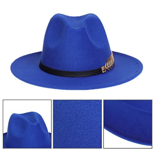 JK Home Womens Mens Classic 1920s Gatsby Fedora Hats, Patchwork Two Tone — view 3