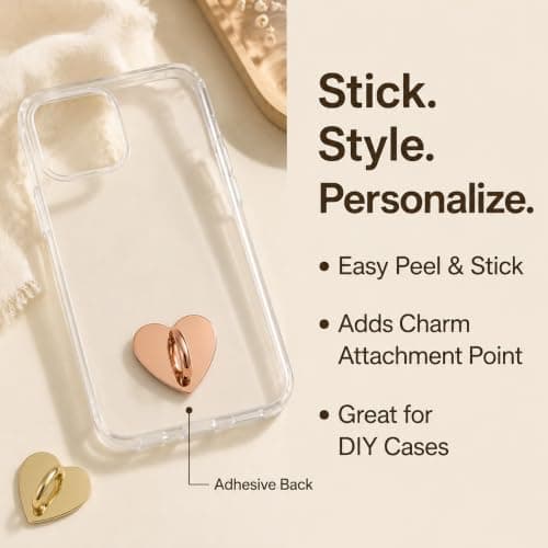 20 Pack Phone Case Charm Hook, Sturdy Adhesive Heart Loop Stand, Beautiful E-Reader Aesthetic Accessories & Tablet Decorations — view 6