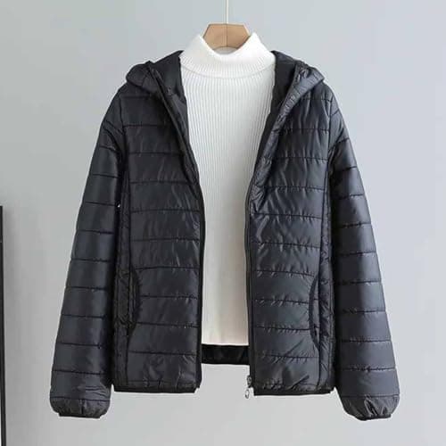 Mrat Women's Lightweight Puffer Jacket, Warm Packable Quilted Down Coat with Hood, Transitional Padded Winter Jacket for Ladies, Pockets, Windproof Outdoor Zip Up Jackets,Solid Ski Hiking Travel M-3XL — view 3