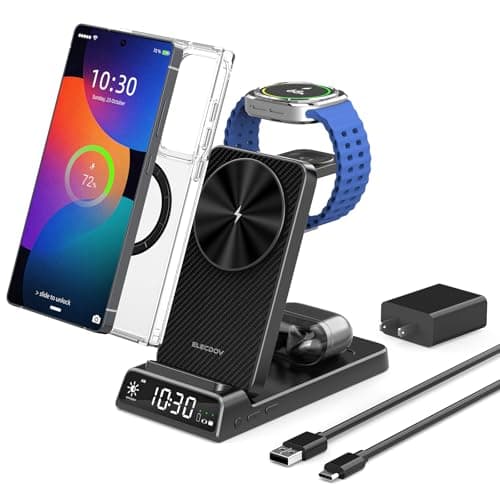 3 in 1 Magnetic Wireless Charger for Samsung, Foldable with Clock