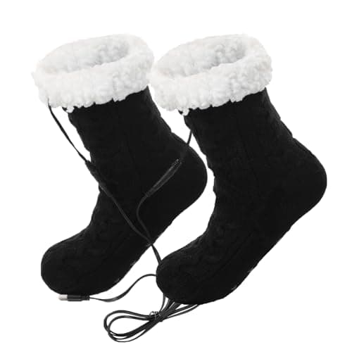 USB Heated Floor Socks Slippers Indoor Non-Slip Winter Foot Warmer Heating Footwear Fleece Knit Socks for Women Men — view 4