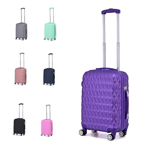 Hard Shell Cabin Carry On Suitcase 55 cm 2.5 kg 35 litres 4 Wheels with Built in 3 Digit Combination Lock, Approved for Ryanair, easyJet, British Airways & More (Purple) — view 6