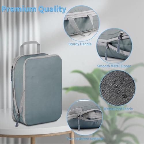 Compression Packing Cubes - 6 PCS Packing Cubes for Suitcases, Extensible Suitcase Organiser Bags Travel Luggage Organiser Set for Suitcase Backpack Travel Essentials or Home Storage (Grey) — view 3