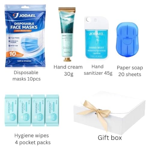 On-the-Go Portable Hygiene & Personal Care Kit, All in one Travel Essentials with Hand Sanitizer, Hand Cream, Paper Soap, Wet Wipes, Disposable Gloves, Perfect as a Gift(All in one kit 8pcs) — view 4