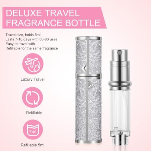 LOPHE Perfume Travel Bottle, 5ML Luxurious Perfume Atomiser Refillable, Shining Perfume Spray Bottle, Easy to Refill Perfume Atomiser for Women Men (Plaid Grey) — view 5