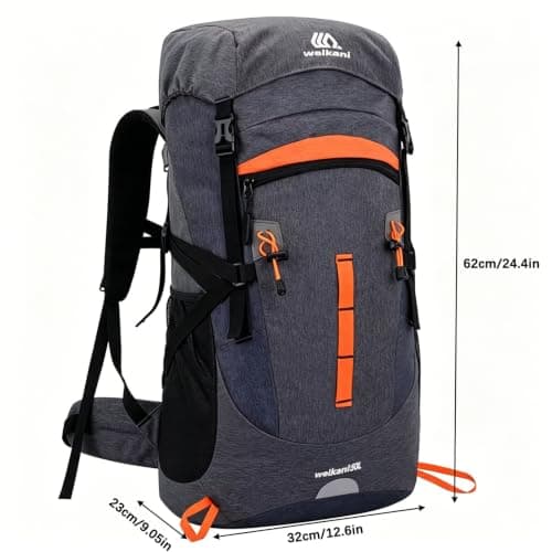 Lawaia 50L Hiking Backpack for Travelling Camping Large Rucksack for Men Women Waterproof Walking Trekking Sports and Outdoor Lightweight Backpack Survival Mountain Bag Festival Fishing — view 2