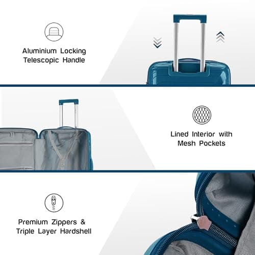 Aerostar Carry-on 20" Lightweight PP Hard Suitcase, Hand Luggage 4 Wheel & TSA Lock, 55x35x20cm | Accepted All Airlines easyjet, RyanAir, British Airways (Navy Blue, 35 litres) — view 3
