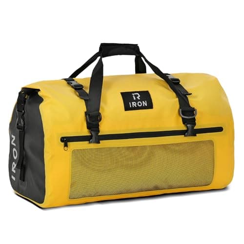 BORLENI Motorcycle Rear Bag Waterproof Luggage Roll Motorcycle Bag Waterproof Motorcycle Bag Saddle Bags Travel Bag Reflective for Hiking, Cycling, Travel, Camping, Outdoor, Kayaking, Yellow, 50 L