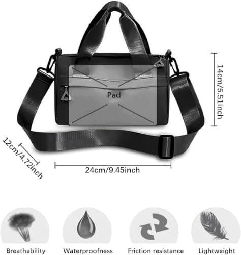 Mini Nylon Duffle Gym Bag Black 9.5x4.7x5.5 inch with Adjustable Strap — view 3