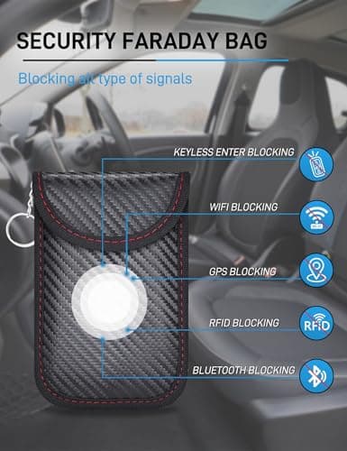 WHonor Faraday Pouch for Car Keys, Keyless Entry Signal Blocker, Anti-Theft RFID Blocking Key Fob Protector for Car Security (4 Pack) — view 3