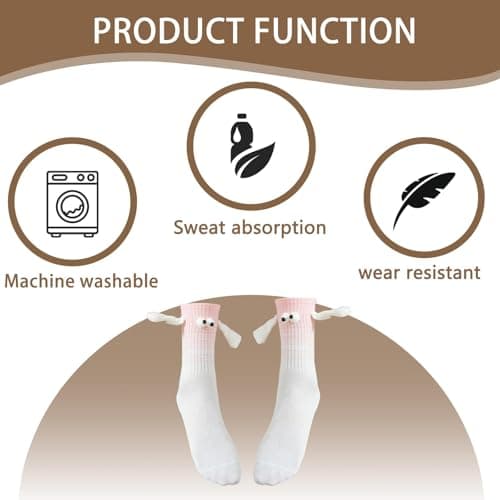 3 Pairs Magnetic Socks That Hold Hands Set, 3D Doll Funny Socks Couple Gifts, Bright Colors and Eye Catching Designs, Funny Gifts for Friends Family or Couples (Purple Pink Blue) — view 3