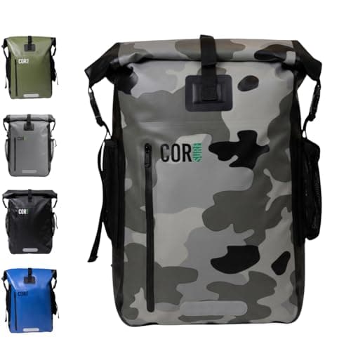 COR Surf Waterproof Backpack - Roll Top Dry bag Rucksack with Padded Laptop Sleeve, Welded Seams and Ergonomic Shoulder Pads, Ideal for Boating, Hiking, Kayaking, Commuting (40L, Camo)