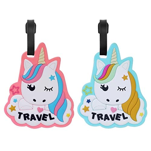 Vicloon Luggage Tags, 2pcs Silicone Luggage Tags for Suitcases, Baggage Labels, Suitcase ID Tags, Handbag Tag Labels, Unicorn Travel Bag Labels Suitcase Tags for Privacy Protection