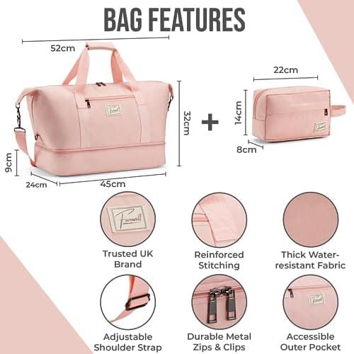 FAROWELL Overnight Hospital Bag, Travel Bags for Women, Pregnancy Baby Maternity Hospital Bag Holdall Duffle, Weekend Bags for Women, Easyjet Cabin Hand Luggage Underseat Weekender Duffel Womens — view 2