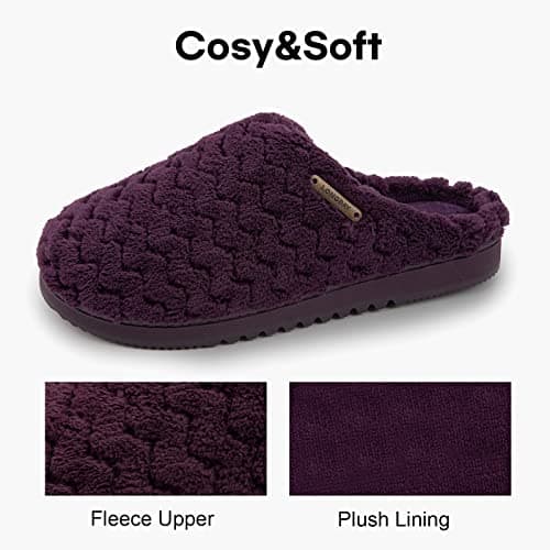 LongBay Women's Flannel Slippers Soft Memory Foam Slip on House Shoes Indoor Outdoor（5-6, Purple） — view 5