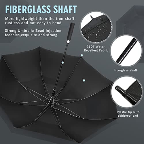 ZOMAKE Golf Umbrella Windproof and Rainproof Large (51 in-Black) — view 6