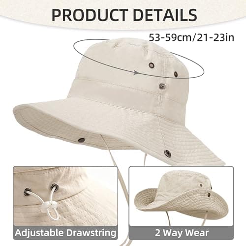 CATMEYE Packable Sun Hat for Women Men, Wide Brim UV Protection Safari Fishing Hat, Lightweight Breathable Nylon Outdoor Hat for Beach, Hiking & Travel, Beige (Beige) — view 2