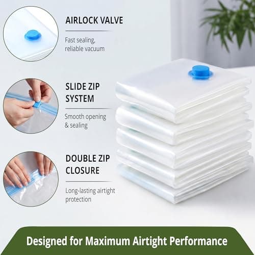 MGL Vacuum Storage Bags for Clothes & Bedding (8 Pack) - Space Saver Compression Bags with Blue Hand Pump | Reusable, Airtight Seal for Duvets, Blankets, Seasonal Items (8 Pack Large - 80 x 60 cm) — view 4