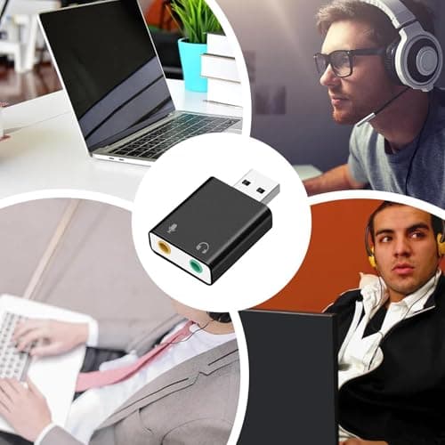 USB 3.5mm Audio Adapter - External Sound Card, Plug & Play USB to AUX Converter | Portable Sound Card for Laptop & PC, Noise-Canceling Audio Interface, Universall Headphone & Microphone Adapter — view 5