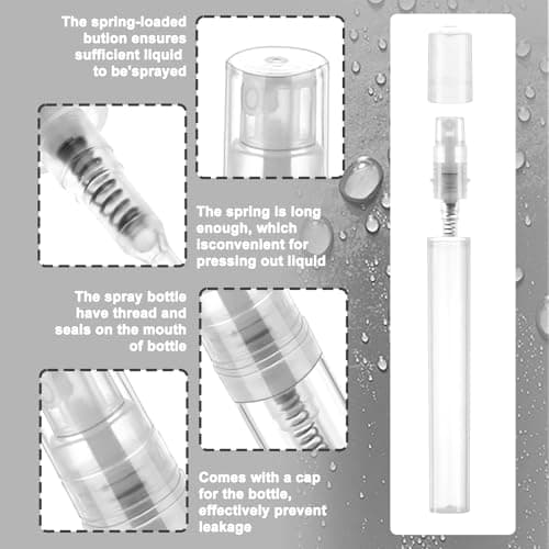 Yuomeaz 20PCS Mini Spray Bottle, 5ML Plastic Atomiser Spray Bottle, Refillable Portable Travel Perfume Sample Bottles for Fine Mist Essential Oil (Clear) — view 4