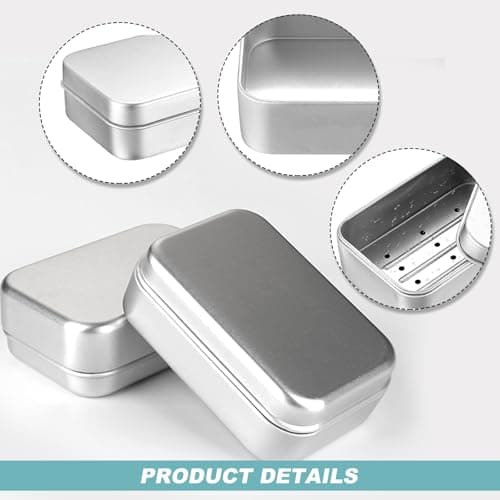 Travel Soap Case Dish with Lid 180 Ml Aluminium Soap Box Holder Tin Travel Container for Shampoo Bathroom 98 x 68 x 35mm — view 3