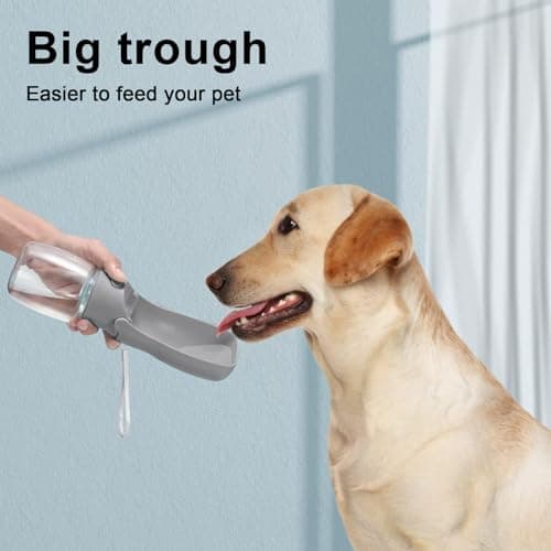 SOICTA Portable Dog Water Bottle for Walking 19 OZ or 12 OZ Portable Pet Water Bottles for Puppy Small Medium Large Dogs Water Dispenser Bowl Dog Accessories(12OZ Grey) — view 6