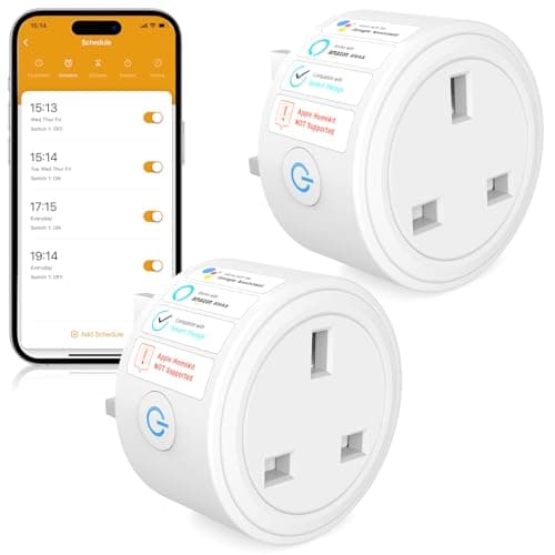 SURFOU Smart Plug WiFi Socket with Energy Monitoring, Timer & Schedule, App Remote Control, Voice Control Compatible with Alexa, Google Home and SmartThings, Mini Smart Plug, 13A , 2 Pack