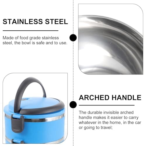 Ipetboom Spill Proof Pet Travel Bowl Double Layer Stainless Steel Dog Cat Food Water Container Portable Leakproof with Handle for Outdoor Feeding — view 3