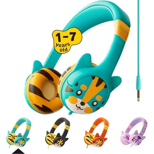 Kidrox® Toddler Baby Headphones (1-7 years old) for Kids, Durable & Flexible Headphones for Kids, Girls & Boys, 85dB Limiting Wired Children HeadPhones for School, Airplane, Travel, iPad, Tablet