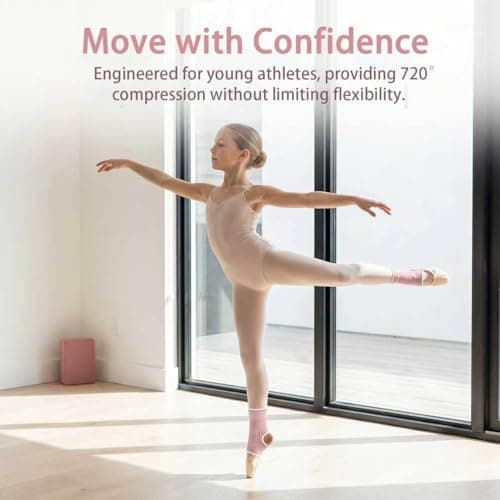 HUSHRICH Kids Ankle Support Child Ankle Brace Compression Socks for Sprained Ankles Pain Relief, Ankle Brace Stabilize Joints for Kids 7-12 Years Boy Girls Jogging Running Gymnast Fitness (Pink) — view 5