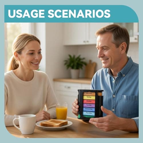 Weekly Stackable Pill Organizer 7 Day Pill Box 4 Times a Day, Colour Coded — view 6