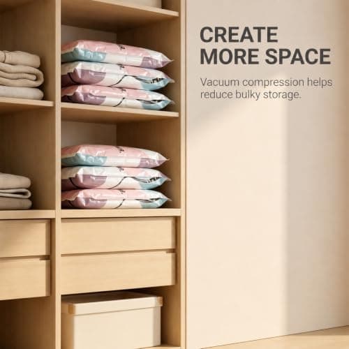 3-Pack No Pump 3D Vacuum Storage Bags, Reusable Compression Bags, Compact Travel Storage, Wardrobe Organisation, Duvet Protection, Seasonal Clothing Storage, 50x70cm — view 6