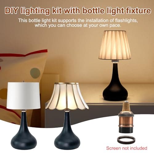 LAKONEI 2 Pack DIY Bottle Lamp Kit Vintage, Burgundy E27 Ceramic Socket with 2.4m Braided Jute Cable & 3 Stoppers, Bottle Lamp Holder with Switch and Plug, Fits Most Bottles for DIY Table Light — view 5