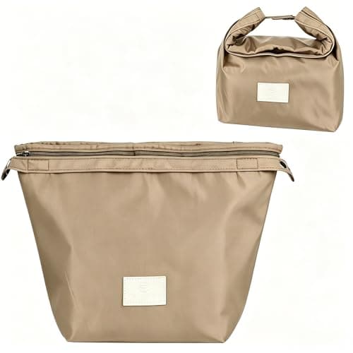 Winsegom Roll-Top Insulated Lunch Bag, 10L Waterproof Thermal Cooler Tote Bag, Reusable Leakproof Lunch Box for Men Women, Practical Food Storage Handbag for Work School Picnic Travel (Khaki)