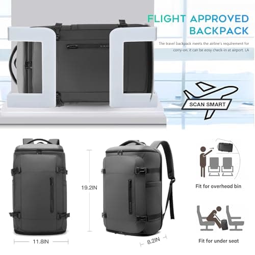 BG FUTURE AESTHETICS Travel Backpack with Shoe Compartment, Weekend Business Hand Luggage, Flight Approved Cabin Luggage, Lightweight and Waterproof for 15.6-17.3 Inch Laptop, Grey, L, Business — view 2