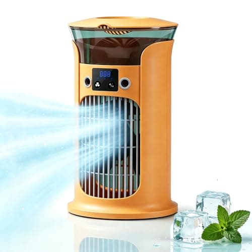 Portable Mobile Air Conditioner, 880ml Water Tank for MINI Evaporative Air Cooler with Mist Function Quiet 3-Speed Fan for Home Office Travel(Yellow)