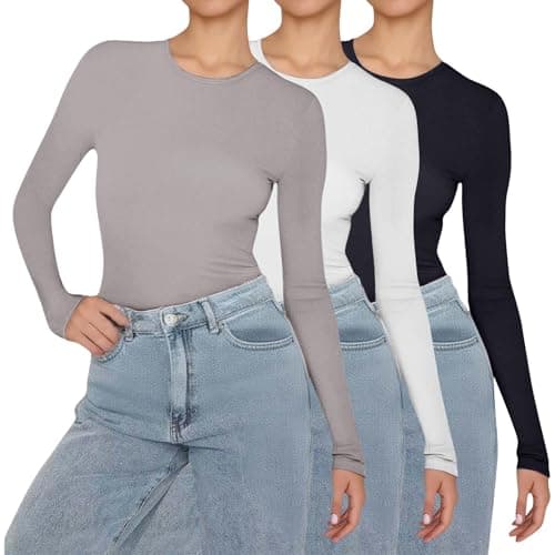 Women's Thermal Tops 3 Pack Long Sleeve Tops for Women Soft Breathable Slim Fit Base Layer Shirt Ideal for Thermal Layering Casual Wear Womens — view 2