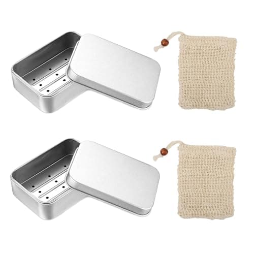 2 Pcs Aluminum Soap Dishes, Rectangular Metal Soap Storage Case
