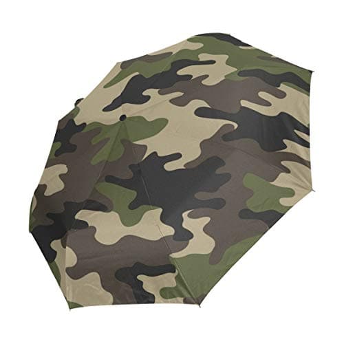 BIGJOKE 3 Folds Auto Open Close Umbrella Forests Camo Military Army Camouflage Pattern Windproof Travel Lightweight Rain Umbrella Compact for Boys Girl Men Women — view 2