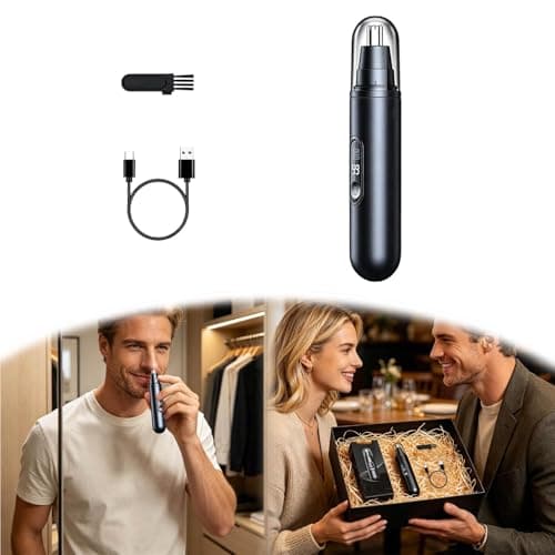 Nose Hair Trimmer for Men and Women, USB Rechargeable Eyebrow & Facial Hair Remover with LED Display, Aluminum Alloy Shell, Easy Cleaning — view 2
