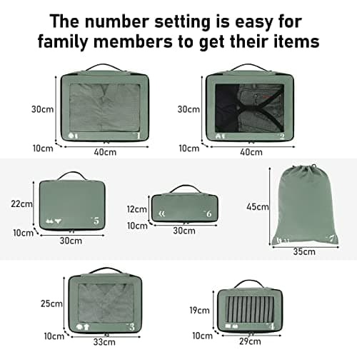 ECOHUB Packing Cubes for Suitcase 7 PCS Travel Organiser Packing Bags Recycled PET Eco Friendly Travel Accessories Shoes Bags Storage Bag Luggage Organiser Pouch(Green) — view 2